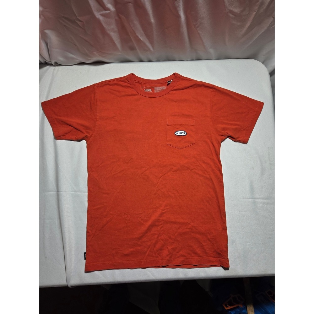 Vans Off The Wall Classic Fit Pocket‎ T-Shirt Burnt Orange Mens Small Retro Logo